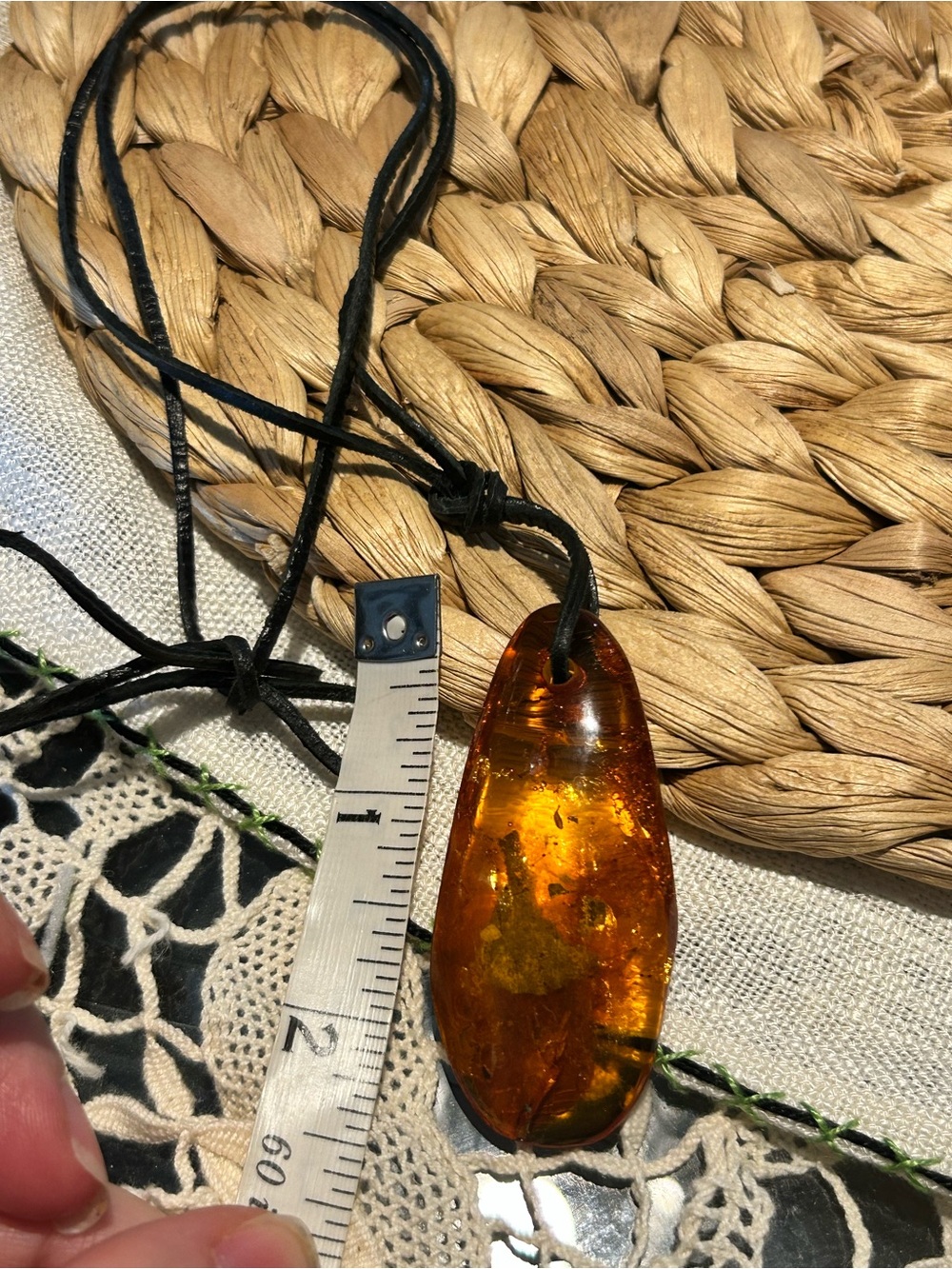 Poland Vintage Baltic Amber Insect Fossil Inclusion Huge Teardrop Pendant - Picture 12 of 17